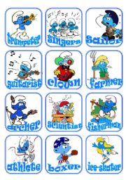 Jobs Flashcards with the Smurfs. Set 2