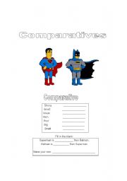 English worksheet: Superheroes Comparatives Lesson WS 1