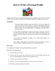 English Worksheet: How To Write A Personality Profile