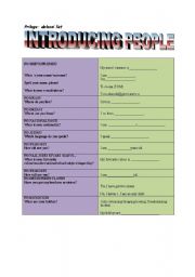 English worksheet: INTRODUCING PEOPLE