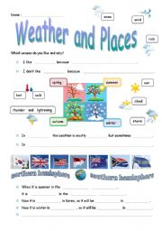 English Worksheet: Weater and Countries