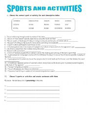 English Worksheet: sports and activities 