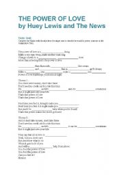 English Worksheet: The power of love Huey Lewis and The News