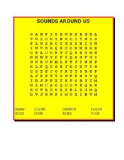 English worksheet: SOUNDS AROUND US word search