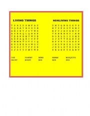 English worksheet: Living or not living things