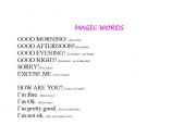 English Worksheet: magic words