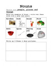English Worksheet: Nouns worksheet - food & cooking