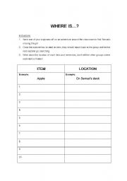 English Worksheet: Where Is...?  (game for learning directions)