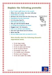 English Worksheet: idioms