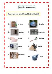 English worksheet: Easy reading english in thai