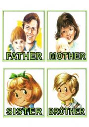 English Worksheet: family members flash cards