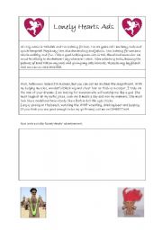 English Worksheet: Lonely Hearts Ads