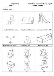 English Worksheet: Prepositions_drawing animals
