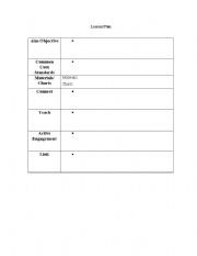 English worksheet: Lesson Plan Template