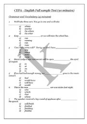 English Worksheet: CEPA english Full Sample Test