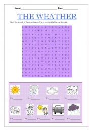 English Worksheet: The weather word search