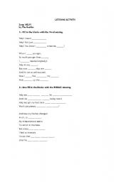 English Worksheet: listening activity song help by the beatles