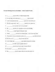 English Worksheet: Using Could, Would Should - short test
