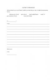 English worksheet: A day in my life (letter)