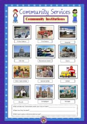 English Worksheet: Community Services 4 - Community Institutions