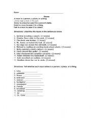 English worksheet: exercise on nouns