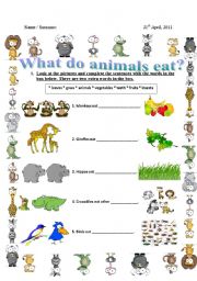 What do animals eat? - ESL worksheet by jane_austen