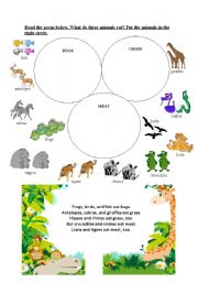 English Worksheet: What do these animals eat?