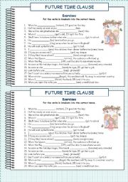English Worksheet: Future Time Clause 2. Exercises. With key.