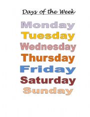 Days of the week worksheets