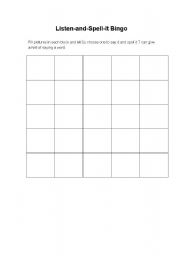 English Worksheet: Listen-and-spell-it Bingo