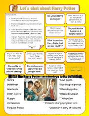 English Worksheet: Lets chat about Harry Potter
