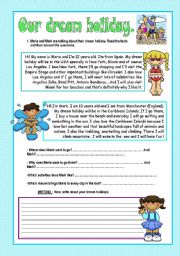 English Worksheet: OUR DREAM HOLIDAY (Reading-Writing Activity)