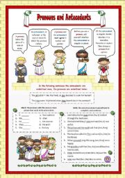 English Worksheet: Pronouns and Antecedents