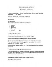 English Worksheet: Prepositions Activity