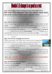 English Worksheet: Module 3: A change is as good as  a rest  3rd forms 