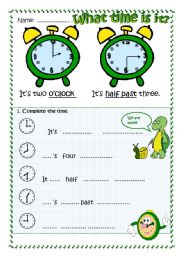 English Worksheet: what time is it? 1