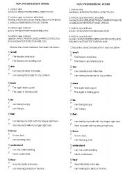 English Worksheet: Non-progressive verbs