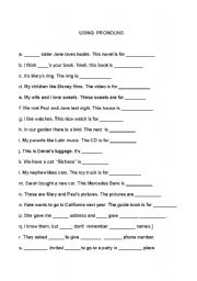 English Worksheet: USING PRONOUMS