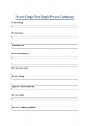 English Worksheet: Present Simple/Present Continuous/Past Simple