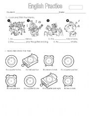 English Worksheet: can-cant / time