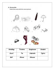 English worksheet: Accessories