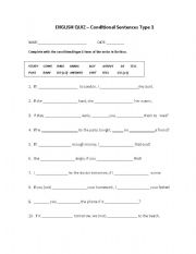 English Worksheet: Conditional sentences type 1
