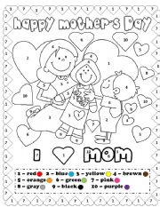 Happy mothers day coloring by number