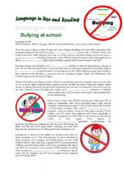 English Worksheet: Bullying - Language in Use and Reading