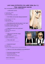 Lady gaga interview on Larry King. Video comprehension exercise
