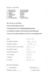 English worksheet: adjectives excercise