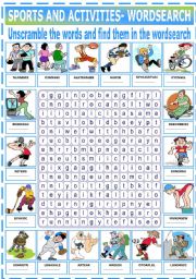 SPORTS AND ACTIVITIES - WORDSEARCH