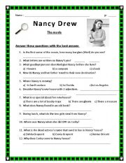 English Worksheet: NANCY DREW the movie questions