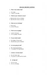 English worksheet: CHOOSE THE BEST ANSWER