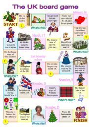 The UK board game for intermediate students (fully editable)